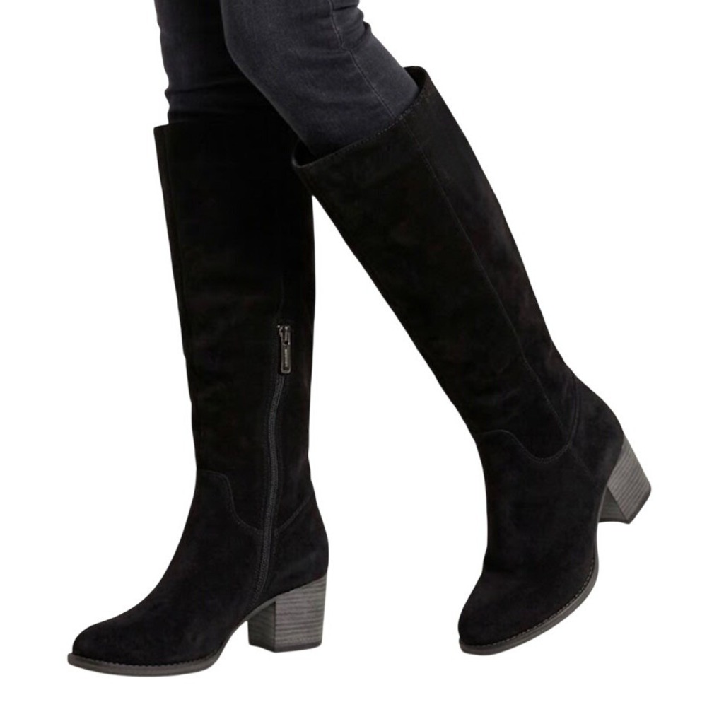 Blondo Waterproof Black Suede Tall Knee High Block Heel Boots Size 6.5M NEW